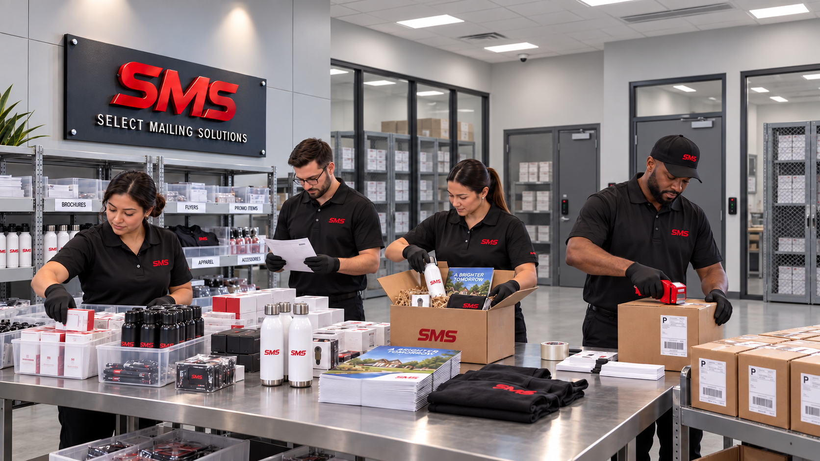 Fulfillment warehouse with kitting and packing operations