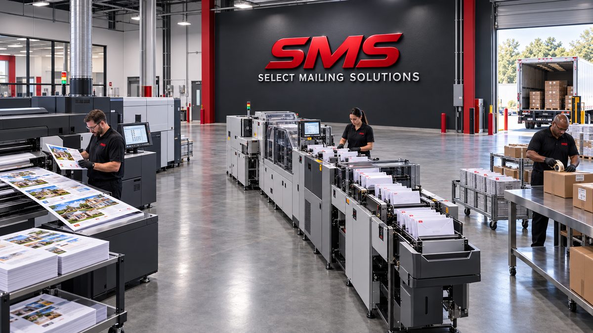 Printed brochures, postcards and marketing collateral produced by Select Mailing Solutions